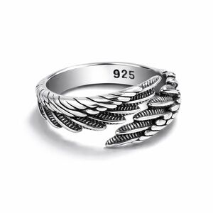 S925 Silver Feather Ring